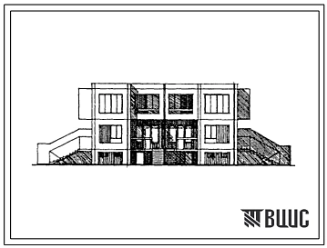 Типовой проект 141-148-53сп.13.86 2-этажный 4-квартирный жилой дом с квартирами типа 4Б для сельского строительства (для строительства в Туркменской ССР)