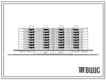 Типовой проект 111-106-4С Девятиэтажный четырехсекционный дом на 80 квартир (трехкомнатных 3Б-32, четырехкомнатных 4Б-48) с промтоварным магазином в первом этаже на 35 рабочих мест для строительства в 3 климатическом районе с сейсмичностью 8-9 баллов.