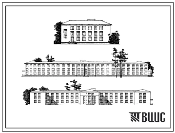 Типовой проект 254-1-31 Лечебный корпус на 240 коек для психоневрологических больниц. Здание трёхэтажное. Стены из кирпича.