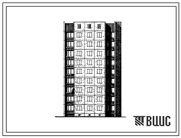 Типовой проект 1-464АС-0105с Полусекция девятиэтажная 27-квартирная торцовая без лестничной клетки 2Б-3Б-1А (правая).