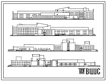 Типовой проект 254-6-2 Главный корпус дома-интерната на 100 мест для взрослых инвалидов с поражением опорно-двигательного аппарата с хозкорпусом. Для строительства в 1В климатическом подрайоне, 2 и 3 климатических районах
