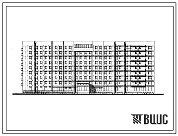 Типовой проект 163-123-43м.86 Общежитие 9-этажное на 521 человек для рабочих и служащих