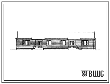 Типовой проект 186-115-123.83 Одноэтажный 2-квартирный жилой дом с 3-комнатными квартирами брусчатой конструкции