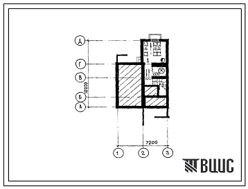 Типовой проект П-4-15(141-210-36.85) Хозяйственные помещения в подвале жилого дома двухэтажного 1-квартирного с квартирой в двух уровнях 4Б, (убежище на 15 человек, размеры убежища 10,2м на 7,2м, режимы вентиляции 1).