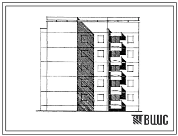 Типовой проект 129-062с.13.87 Блок-секция 5-этажная 15-квартирная лучевая правая 1Б-2Б-3Б (для Армянской ССР)