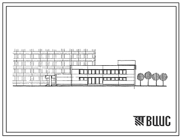 Типовой проект 272-32-46 Блок обслуживания, пристроенный к общежитиям на 600-800 человек, в конструкциях ИИ-04, для строительства в 1В климатическом подрайоне, 2 и 3 климатических районах