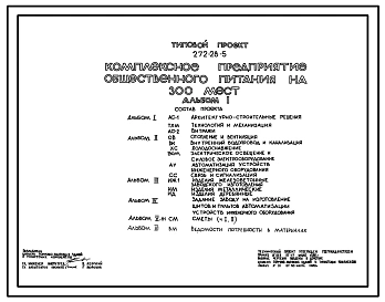 Типовой проект 272-28-5 Комплексное предприятие общественного питания на 300 мест (унифицированное здание блока обслуживания встроенно-пристроенного к жилым домам — блок VIА.