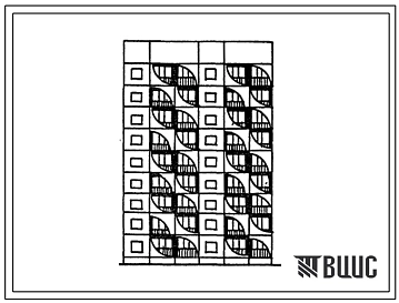 Типовой проект 125-064с.13.86 Блок-секция 9 этажная 27 квартирная торцовая правая 1Б-2Б-5Б (для Дагестанской АССР)