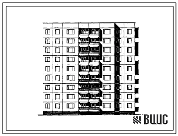 Типовой проект 97-0243м.86 Девятиэтажная блок-секция торцевая угловая правая на 36 квартир. Для строительства в городах и поселках городского типа