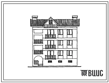 Типовой проект 123-17-151с.13.90 3-этажная блок-квартира (левый блок) с 4-комнатными квартирами 3-4-I (для республики Грузия)