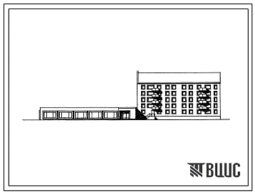 Типовой проект 114-056с.87 Блок-секция 5-этажная 27-квартирная торцовая со встроенно-пристроенным магазином "Универсам" торговой площадью 400 м2