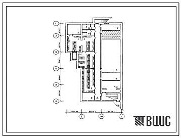 Типовой проект П-4-285(264-20-92.87) Хозяйственно-бытовые помещения в подвале здания райкома КПСС (стены кирпичные), типа 1А, (убежище на 285 человек, размеры убежища 26,5м на 16,5м, режимы вентиляции 1,2).