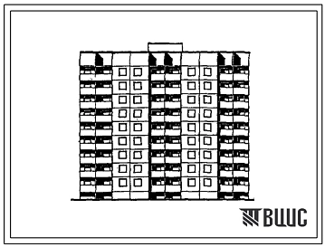 Типовой проект 90-0264.3.13.89 Блок-секция 9-этажная 72-квартирная рядовая для малосемейных 1-1-1-1-1-1-2-2 (для строительства в г. Омске и Омской области). Конструктивный вариант свайных фцндаментов N=400 кН