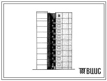 Типовой проект 1-464АС-0101с Полусекция девятиэтажная 27-квартирная торцовая с лестничной клеткой для блокировки в разных уровнях 2Б-3Б-1А (правая).