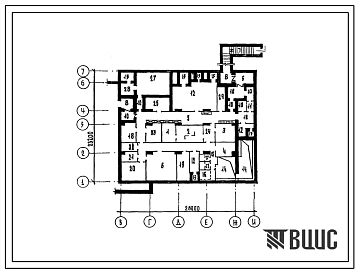 Типовой проект А-II(III,IV)-40(254-8-49.2.88) Вспомогательные помещения в подвале городской аптеки и группы (со стенами из кирпича), (убежище на 40 человек, размеры убежища 28м на 23,2м, режимы вентиляции 1,2).