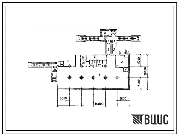 Типовой проект А-II-900-291.85 Склад материалов и оборудования. Стены из железобетонных панелей по серии У-01-02/80. Площадь основных помещений 463,0 м2(убежище на 900 человек, размеры убежища 36м на 18м, режимы вентиляции 1,2).