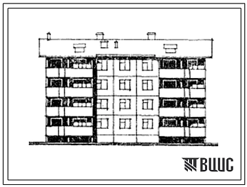 Типовой проект 121-0182.13.88 Четырехэтажная блок-секция рядовая с торцевыми окончаниями на 16 квартир. Для Костромской области