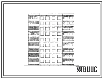 Типовой проект 82-05 Девятиэтажная блок-секция торцевая левая на 36 квартир (двухкомнатных 2Б-19; трехкомнатных 3А-8; четырехкомнатных 4А-9)