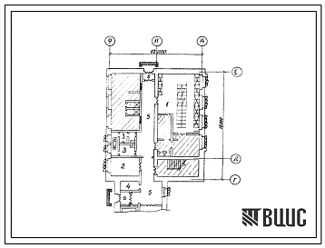 Типовой проект П-4-60(411-2-138) Бытовые помещения 1 этажа цеха разделки дровяного и балансного долготья с бытовыми помещениями для рабочих нижних складов, (убежище на 60 человек, размеры убежища 15м на 12м, режимы вентиляции 1,2,3).