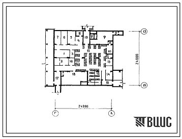 Типовой проект А-3-100(252-2-20С) Хозяйственно-бытовые помещения в подвале блока а главного корпуса кардиологического диспансера на 120 коек, (убежище на 100 человек, размеры убежища 24м на 24м, режимы вентиляции 1,2).