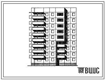 Типовой проект 97-0293.86 9-этажная 36-квартирная блок-секция угловая левая с теплым чердаком и безрулонной кровлей 2Б.2Б.3Б.4Б