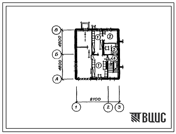 Типовой проект П-4-19(148-235-20.2.13.90) Бытовые помещения в цокольном этаже 2-этажного 1-квартирного 5-комнатного жилого дома с квартирой в двух уровнях, (убежище на 19 человек, размеры убежища 9,6м на 8,1м, режимы вентиляции 1).
