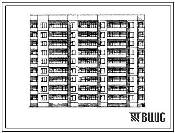 Типовой проект 93-030/1.2 Блок-секция девятиэтажная 71-квартирная рядовая с торцевыми окончаниями 1Б.1Б.1Б.1Б.2Б.2Б.3Б.3Б.