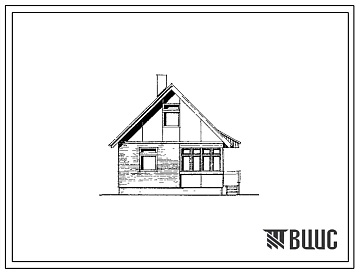 Типовой проект 184-000-519.86 Однокомнатный летний садовый домик с мансардой. Площадь, м2: общая 23,9, мансарды 14,8, веранды 10,0