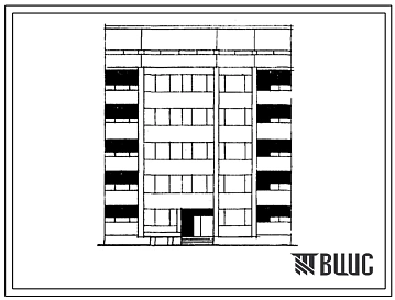 Типовой проект 103-037/1 Пятиэтажная блок-секция с торцевыми окончаниями на 14 квартир (двухкомнатных 2Б-12, трехкомнатных 3Б-2). Для строительства во 2Б и 2В климатических подрайонах Латвийской ССР