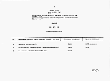 Альбом 2 Спецификации оборудования