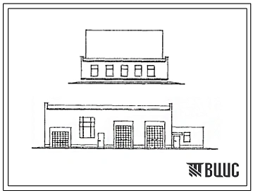 Типовой проект 816-2-7.83 Производственный корпус гаража-мастерской на 4 грузовых автомобиля, 4 трактора с навесом-стоянкой.
