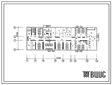 Типовой проект П-4-450(221-1-652с.13.89) Хозяйственно-бытовые помещения в подвале средней школы на 22 класса (844 учащихся) в конструкциях  серии 1.090.1-5с, (убежище на 450 человек, размеры убежища 52,2м на 17,4м, режимы вентиляции 1,2).