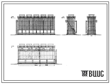 Типовой проект 4-18-766 Вентиляторные многосекционные градирни из сборных железобетонных элементов. Пленочные,капельные и брызгальные градирни с секцией площадью 16 кв.м с вентилятором ВГ 25