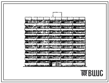 Типовой проект 121-066/1 9-этажная 80-квартирная рядовая торцовая блок-секция для малосемейных 1А.1А.1А.1Б.1Б.1Б.1Б.1Б.2А меридиональной ориентации