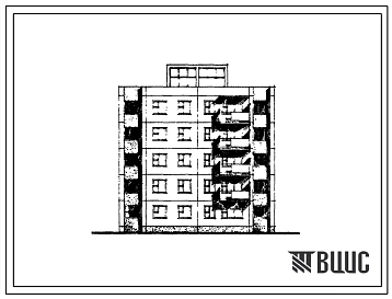 Типовой проект 72-017с/1 Блок-секция пятиэтажная 15 квартирная рядовая правая для Тувинской АССР (однокомнатных 1А-1; трехкомнатных 3Б-14).