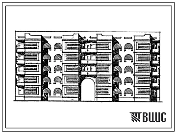 Типовой проект 155-032с.13.87 Блок-секция 5-этажная 20-квартирная рядовая с торцевыми окончаниями с проездом 4.4-4.4. Для строительства в Таджикской ССР.