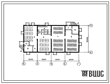 Типовой проект П-2-259(213-1-372с.13.86) Помещения хозяйственно-бытового назначения в подвале детских яслей-сада на 95 мест стены из крупных легкобетонных блоков, (убежище на 259 человек, размеры убежища 24м на 12,6м, режимы вентиляции 1,2).