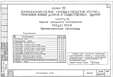 Часть 10 Раздел 10.5-6 Керамзитобетонные перегородки. Рабочие чертежи изделий. (И 10.5-5)