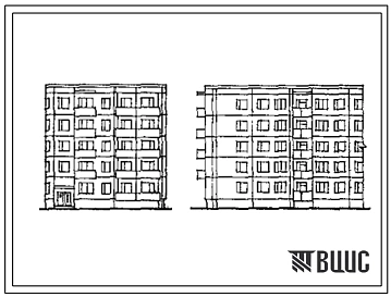 Типовой проект 83-013 5-этажная 20-квартирная блок-секция с торцовым окончанием 1Б.2Б.3Б.4Б (левая) поворотная под углом 90