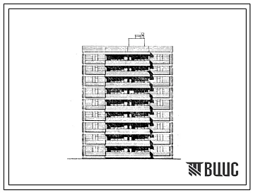 Типовой проект 111-015с Блок-секция лучевая левая на 27 квартир каркасно-панельных девятиэтажных жилых домов.