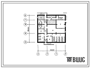 Типовой проект П-3-115(251-01-66с.88) Хозяйственно-бытовые помещения в подвале поликлиники на 380 посещений в смену (в конструкциях 1.090.1-2С), (убежище на 115 человек, размеры убежища 18м на 18м, режимы вентиляции 1,2).