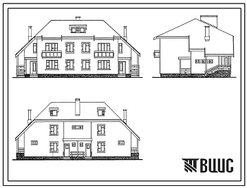 Типовой проект 114-89-115.86 Жилой дом 2-этажный 4-квартирный с раздельными входами в 2-комнатные квартиры