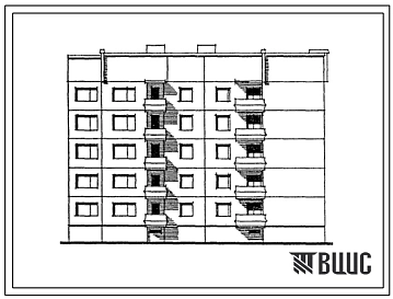 Типовой проект 120-019.2 Блок-секция 5-этажная 20-квартирная торцевая правая 1Б-2Б-2Б-2Б. Для городского строительства в Литовской ССР
