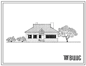 Типовой проект 184-24-310.13.88 Одноэтажный 3 комнатный дом для семьи из 2 человек (с упрощенным инженерным оборудованием для индивидуальных застройщиков северо-центрального региона Украинской ССР)