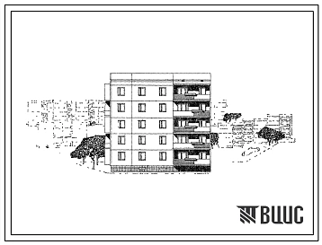 Типовой проект 96-05 5-этажная блок-секция, торцевая левая на 15 квартир.