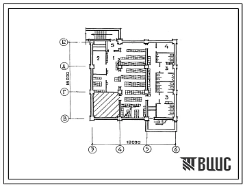Типовой проект П-1-340(503-5-23.86) Помещения камеры хранения в подвале автовокзала вместимостью 300 человек, (убежище на 340 человек, размеры убежища 18м на 18м, режимы вентиляции 1,2,3).