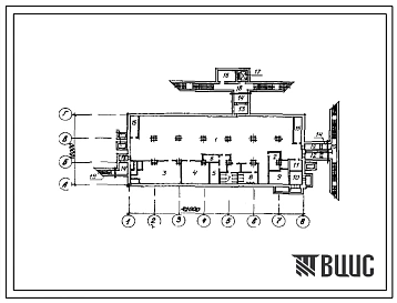Типовой проект А-III-1120-383.87 Склад материалов и оборудования отдельно стоящий. (убежище на 1120 человек, размеры убежища 42м на 18м, режимы вентиляции 1,2).