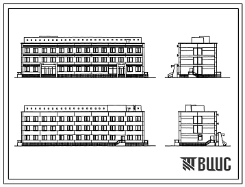 Типовой проект 252-4-23с Стоматологическая поликлиника III категории на 20 врачебных должностей. Сейсмичность 7,8,9 баллов. Здание трехэтажное. Каркас сборный железобетонный серии ИИС-04. Стены из легкобетонных панелей.