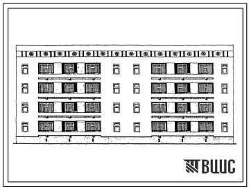 Типовой проект 63-042с.13.86 Блок-секция 4-этажная 16-квартирная рядовая с торцовыми окончаниями 4Б.3Б-3А.4А (для Азербайджанской ССР)