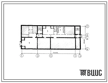 Типовой проект А-П IV-25(501-5-65.86) Вспомогательные помещения в подвале хозяйственного корпуса районной санитарно-эпидемиологической станции и категории, (убежище на 25 человек, размеры убежища 30м на 12м, режимы вентиляции 1,2).